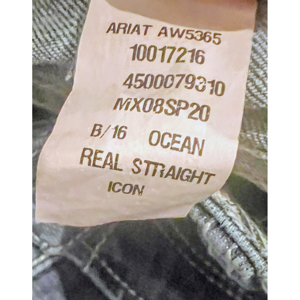 Ariat REAL Straight Icon Jeans Womens 31R Ocean Blue Stretch Denim AW5365 - Picture 6 of 13